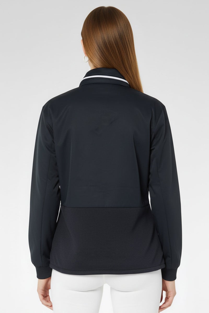 armani جاكيت باركا نسائي بشعار العلامة التجارية، أزرق داكن - Image 4